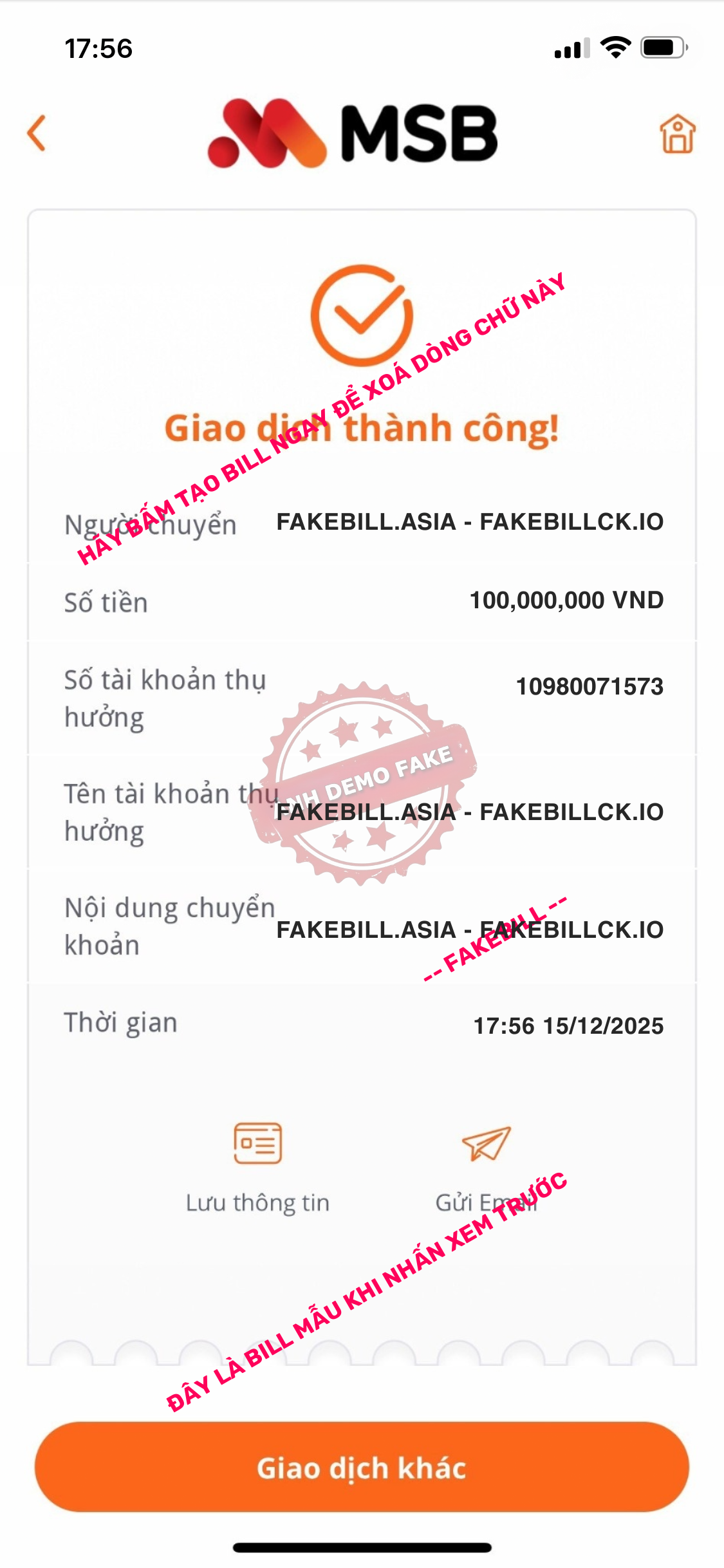 Fake bill MSB giả